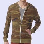 Men's Triblend Long-Sleeve Printed Full Zip Hoodie