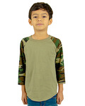 Youth 6 oz., 3/4-Sleeve Camo Raglan T-Shirt