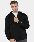 Hooded Packable Quarter-Zip Jacket