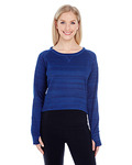 Ladies' Odyssey Striped Poly Fleece Hi-Lo Crew