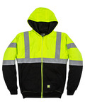 Men's Hi-Vis Class 3 Color Block Full-Zip Hooded Sweatshirt